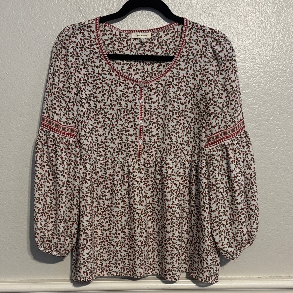 Max Studio Cream Floral Blouse